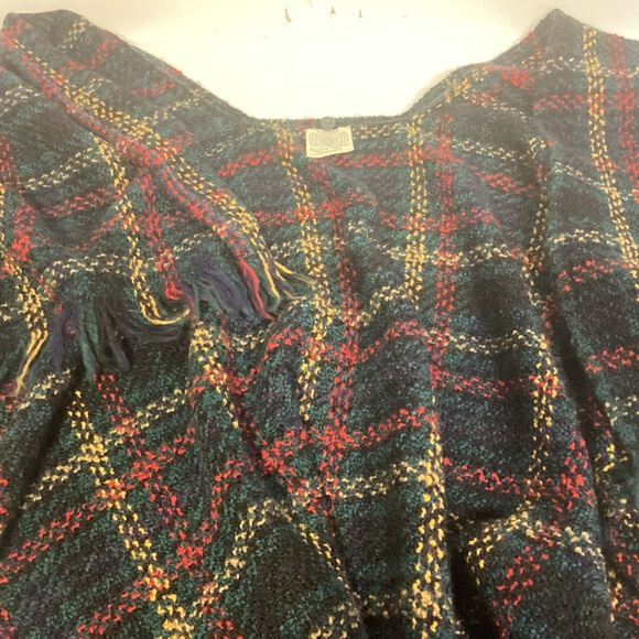 Boyne Valley Weavers Plaid Wool fringed Shawl handle in Ireland Womens one size - Picture 6 of 13